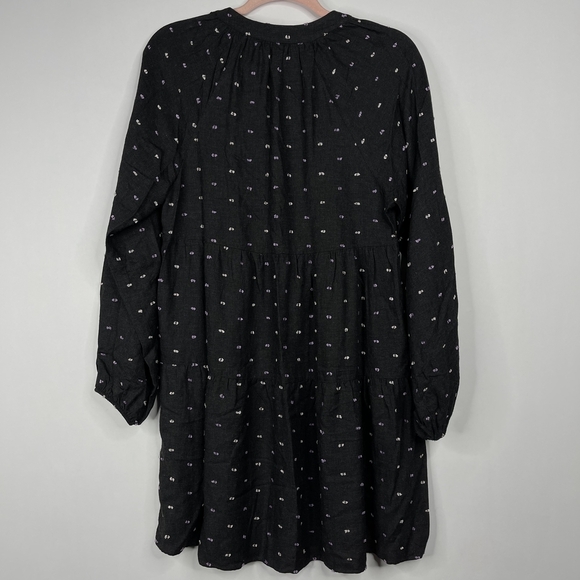 2/$30 ZARA Ditsy Embroidered Babydoll Popover Dress Small Gray Long Sleeve #7028 - Picture 12 of 16